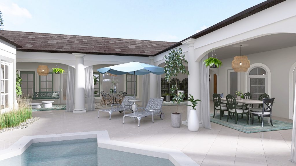 Elegant Courtyard Transformation with Chippendale Swing & Coastal Flair
