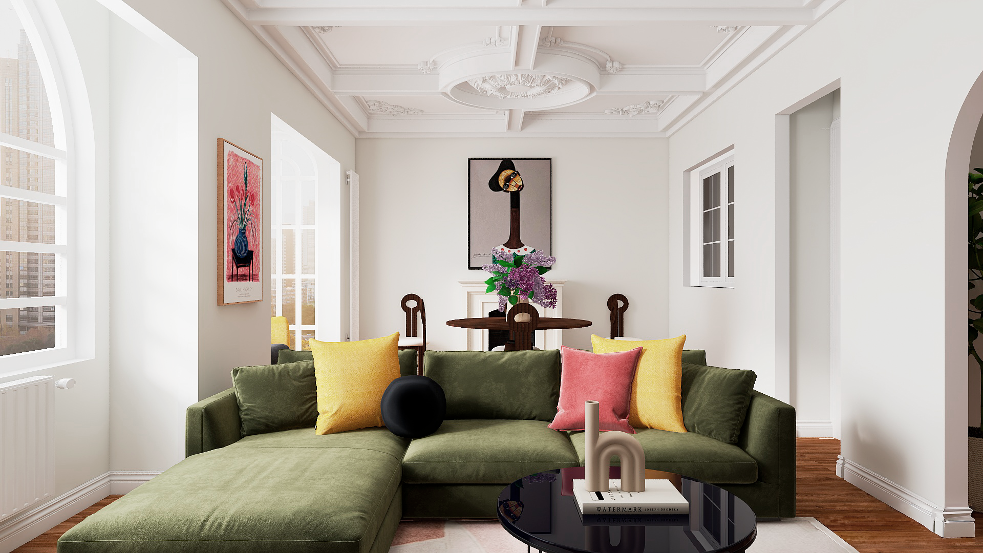 A Madrid Living Room That Balances Bold Color and Classic Charm