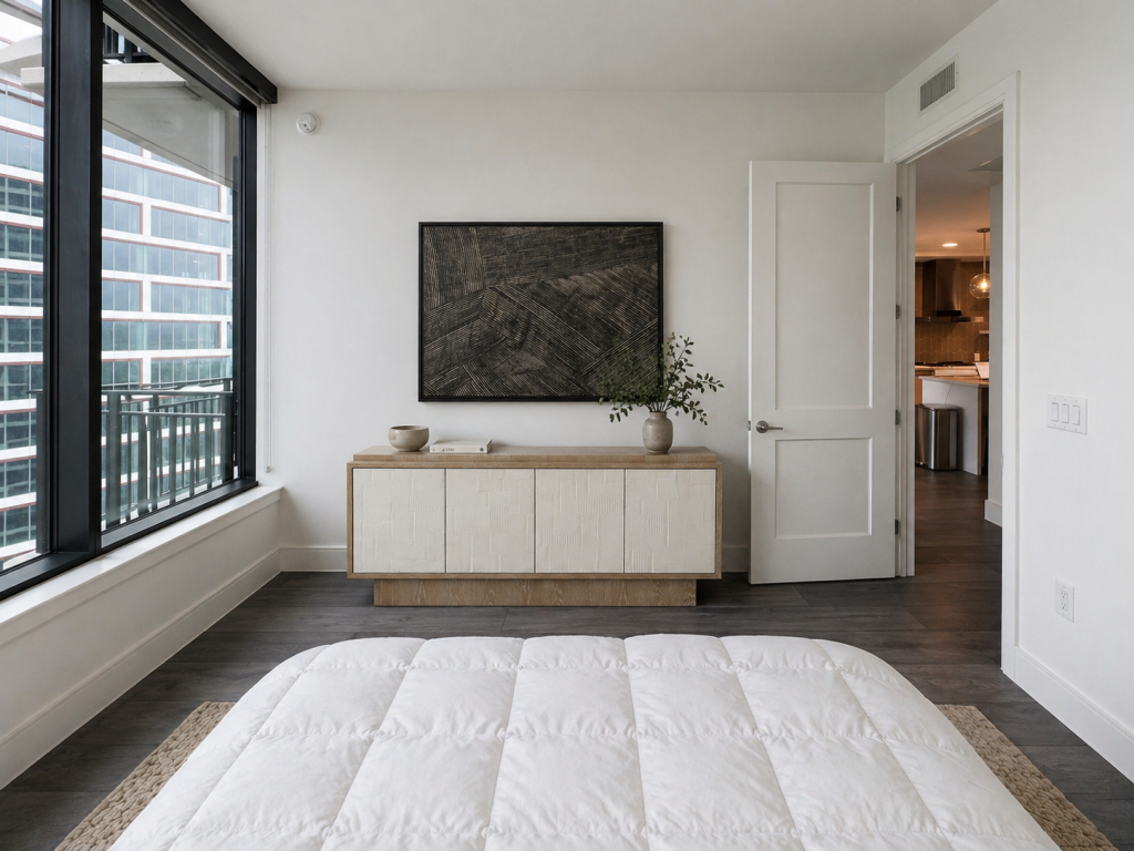 bedroom 3d view showing layout and styling from alternate angle